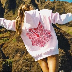 Pink Palm Puff Hoodie